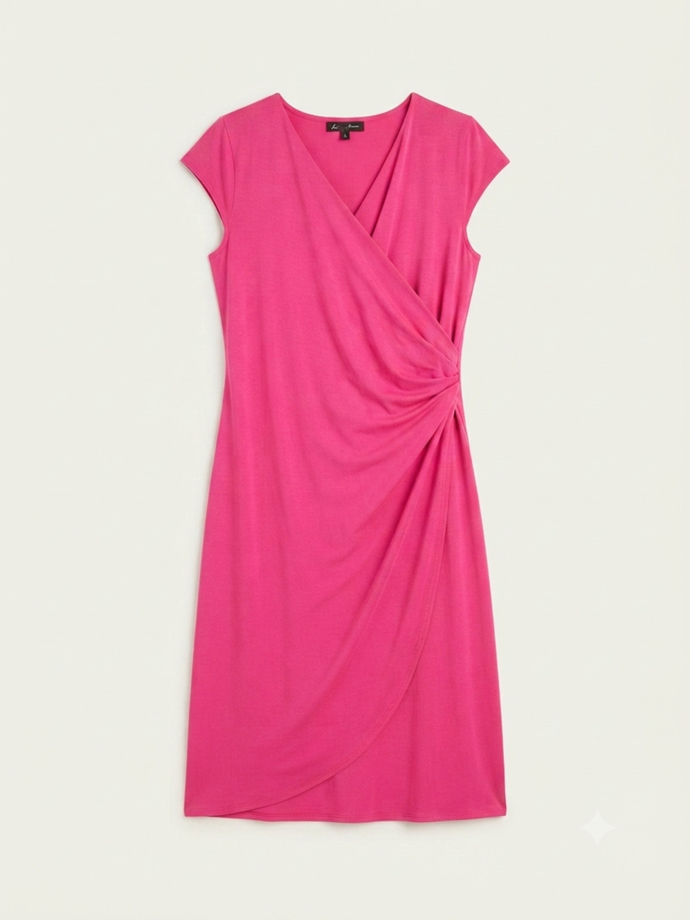 Tommy Bahama Sheath Dress Medium Hot Pink Faux Wrap Ruched Tropical Summer Chic